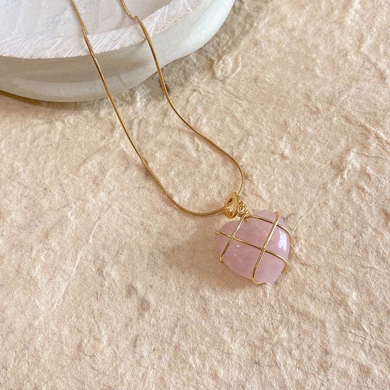 Sweet Gold Filled Opal Heart Pendant Choker Necklace