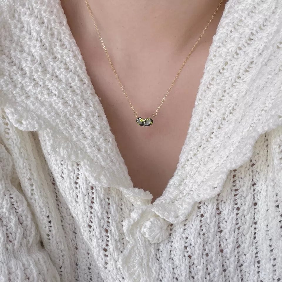 Elegant Gold Plated Emerald Heart Necklace