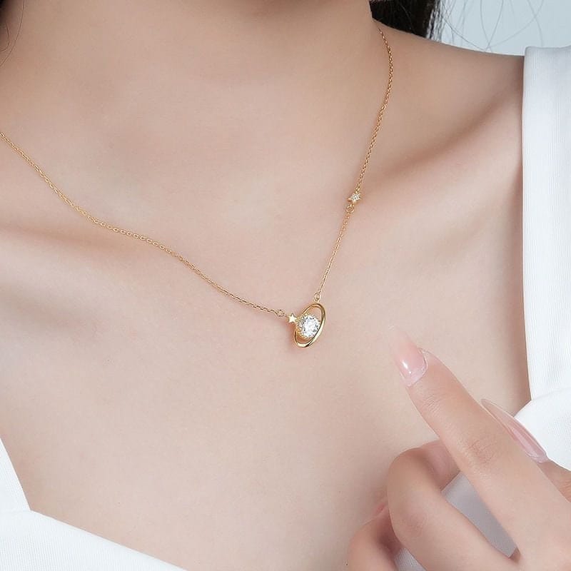 Crystal Celestial Planet Star Pendant Necklace