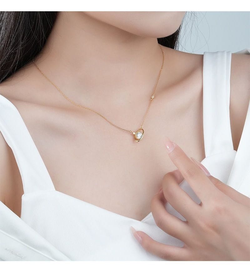 Crystal Celestial Planet Star Pendant Necklace