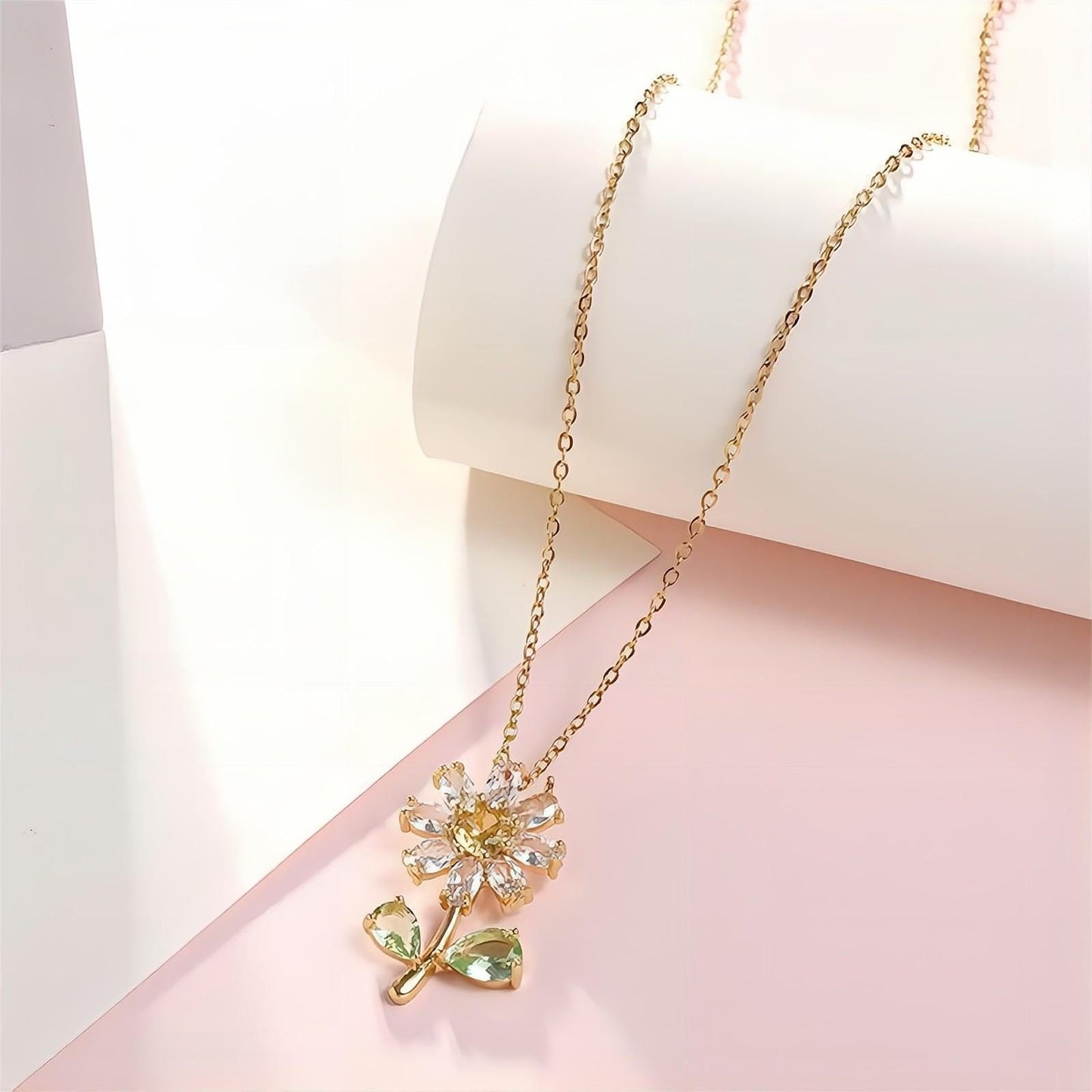 Ensemble de boucles d'oreilles et collier à fleurs de marguerite