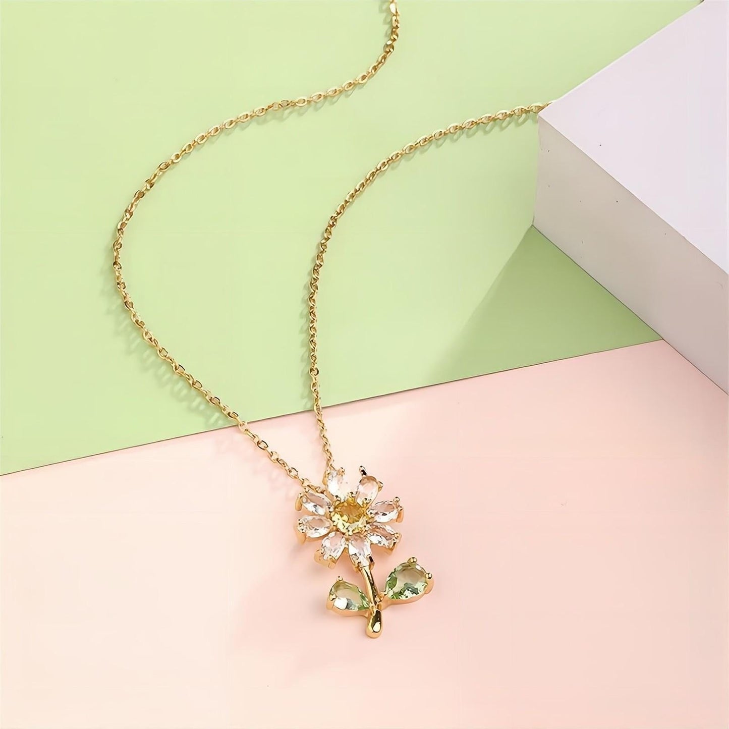 Ensemble de boucles d'oreilles et collier à fleurs de marguerite