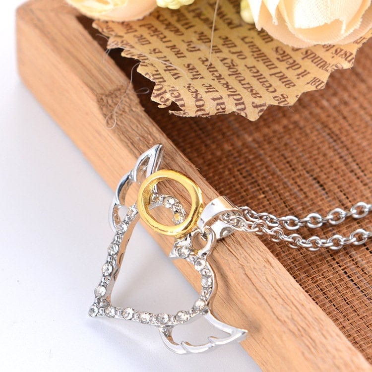 Delicate Angel Wing Heart Pendant Necklace