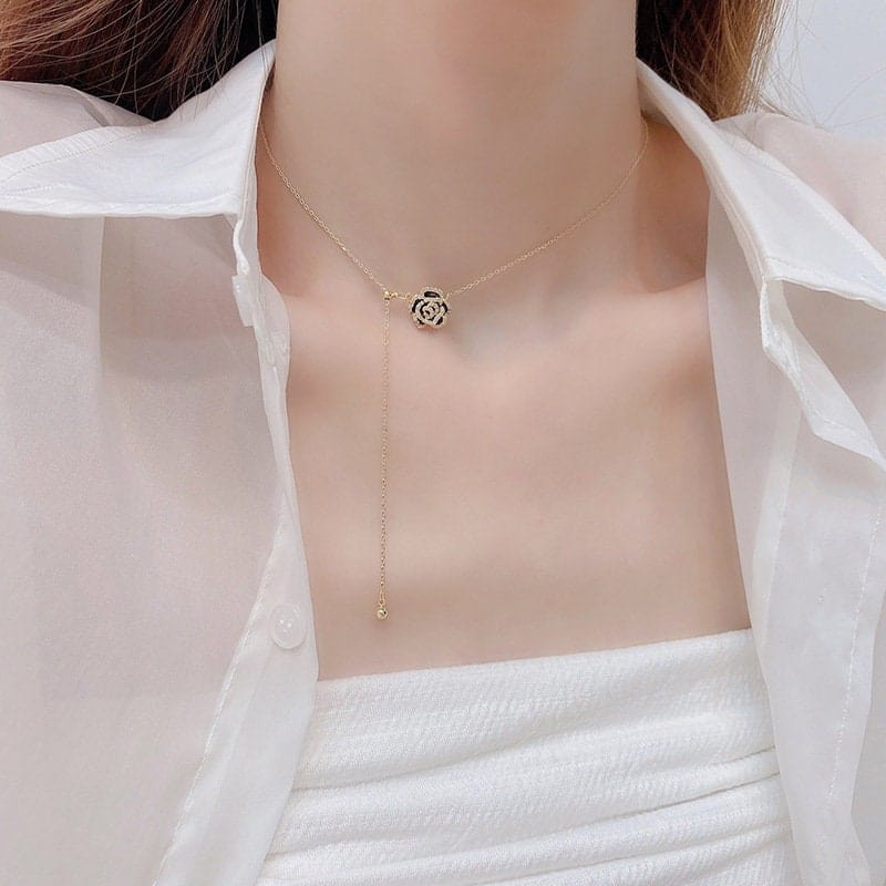 Elegant Camellia Cable Chain Necklace