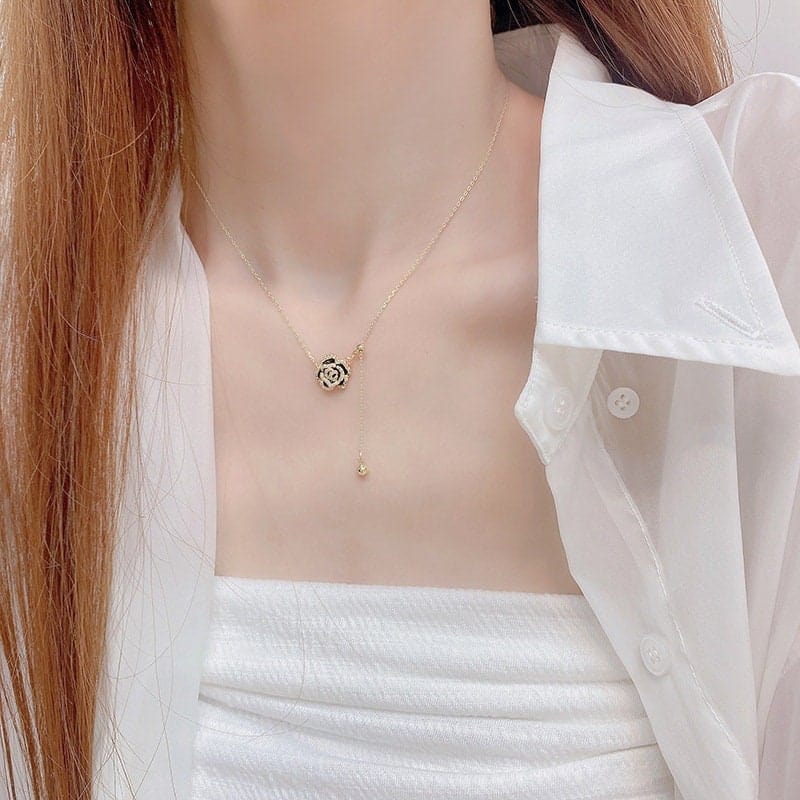 Elegant Camellia Cable Chain Necklace