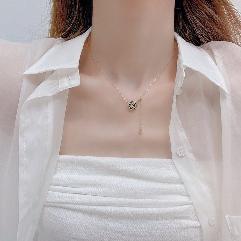Elegant Camellia Cable Chain Necklace