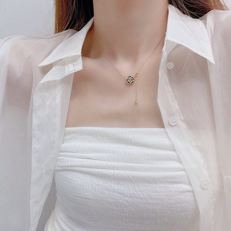 Elegant Camellia Cable Chain Necklace