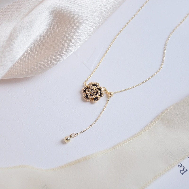 Elegant Camellia Cable Chain Necklace