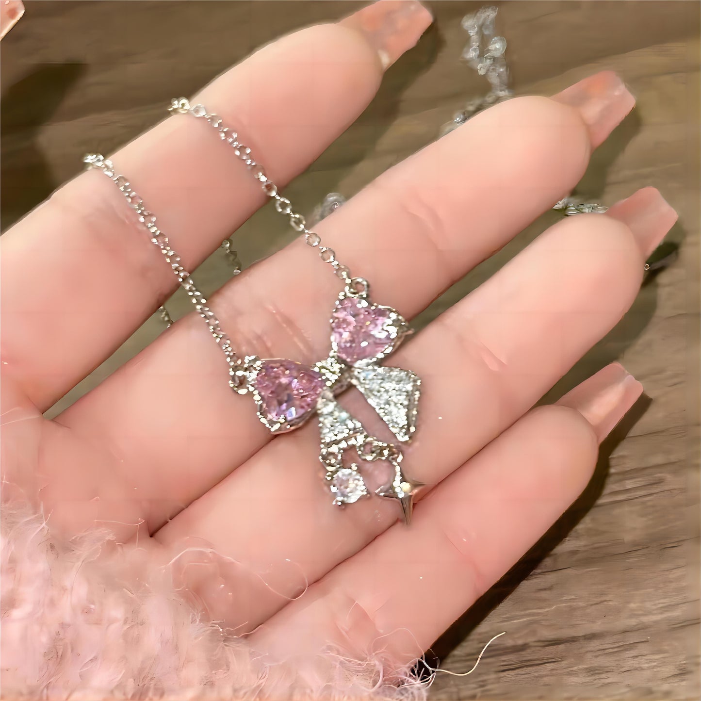 Elegant Crystal Bowknot Star Necklace