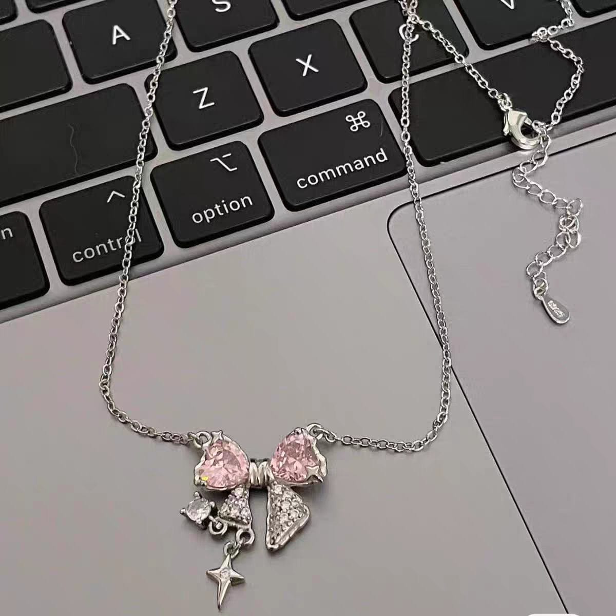 Elegant Crystal Bowknot Star Necklace