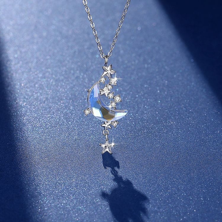 Elegant Crystal Star Moon Phase Necklace