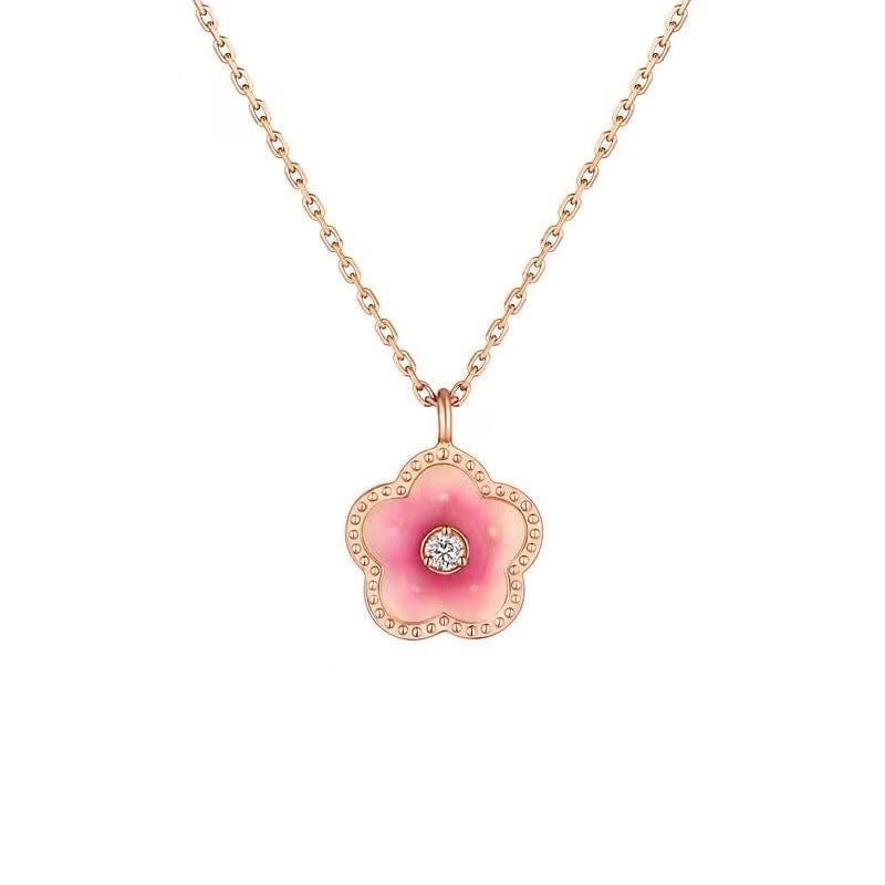 Charming Chic Pink Cherry Blossom Pendant Necklace