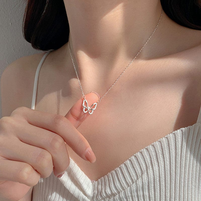 Sweet Hollowed-out Butterfly Necklace
