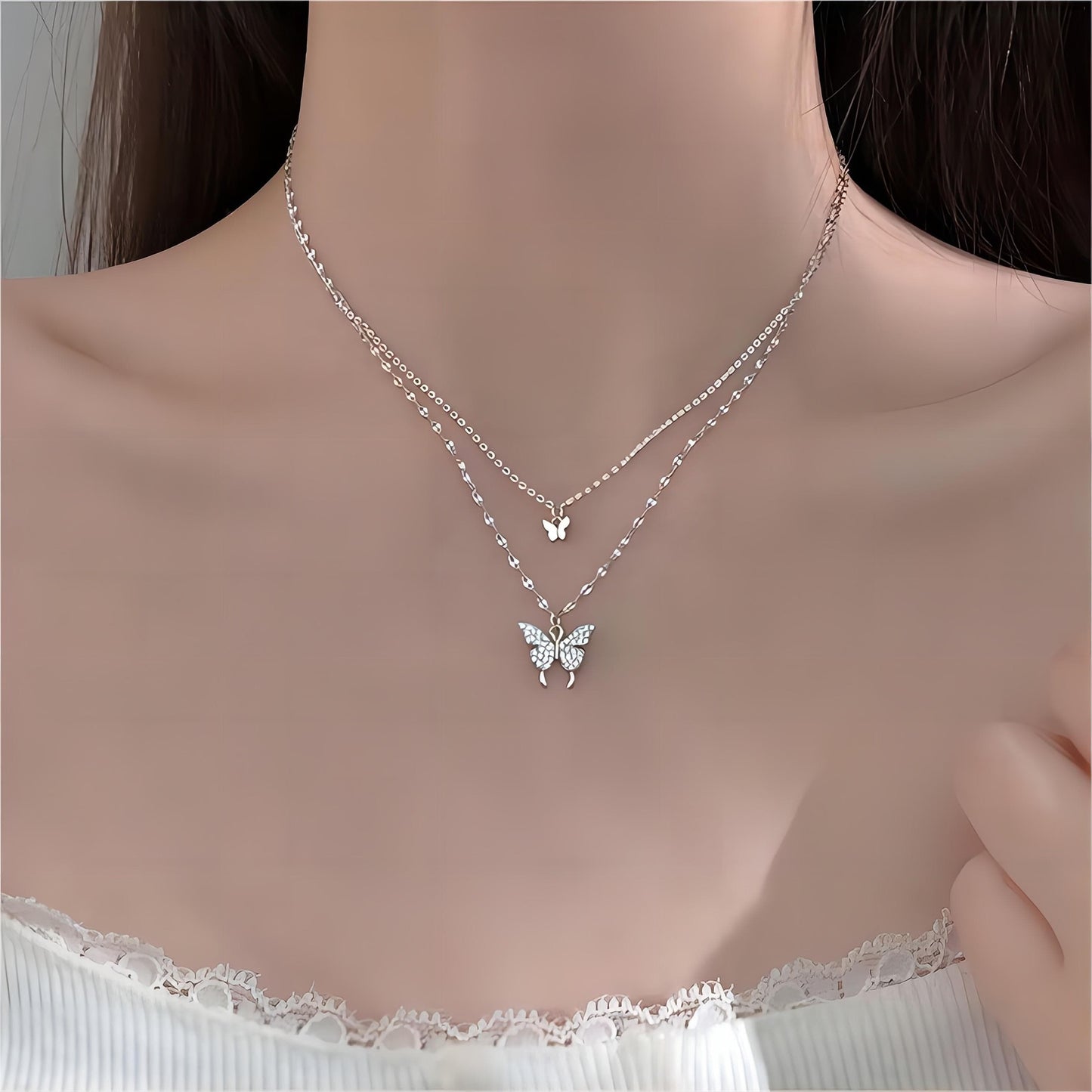 Elegant Layering Butterfly Necklace