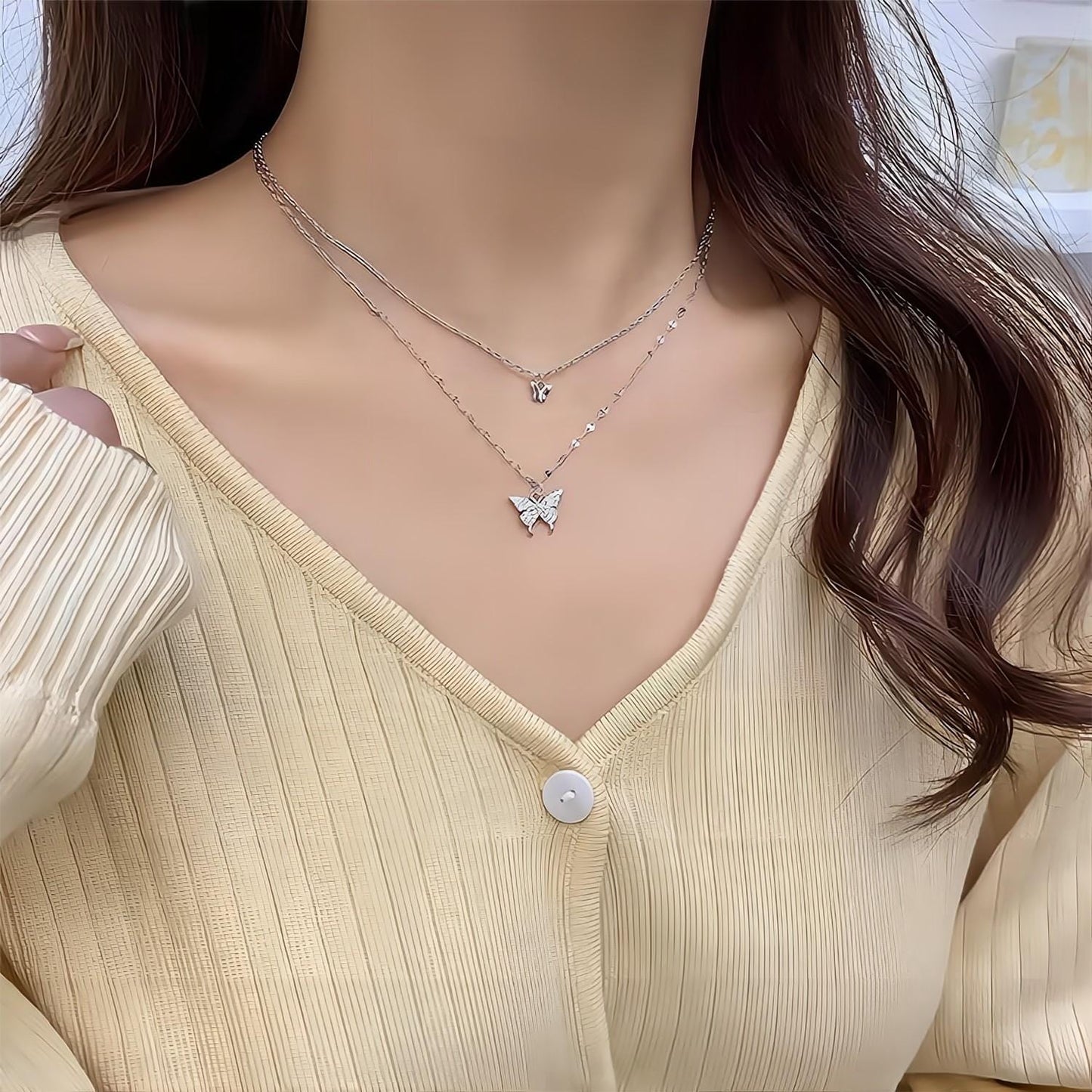 Elegant Layering Butterfly Necklace