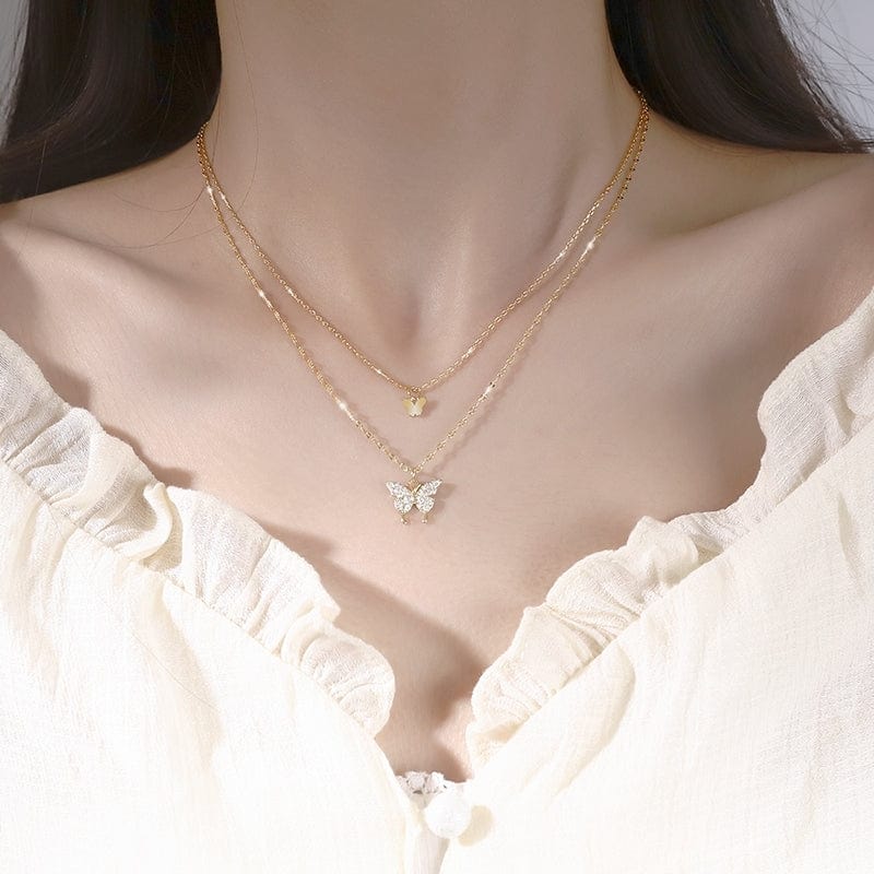 Elegant Layering Butterfly Necklace