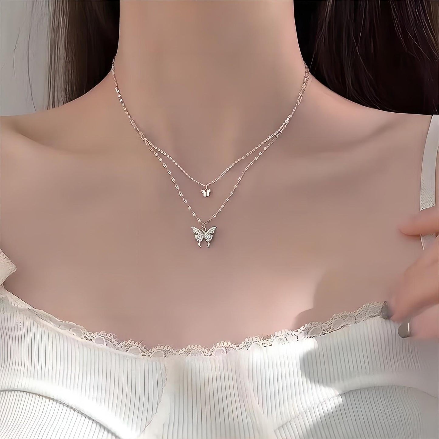 Elegant Layering Butterfly Necklace
