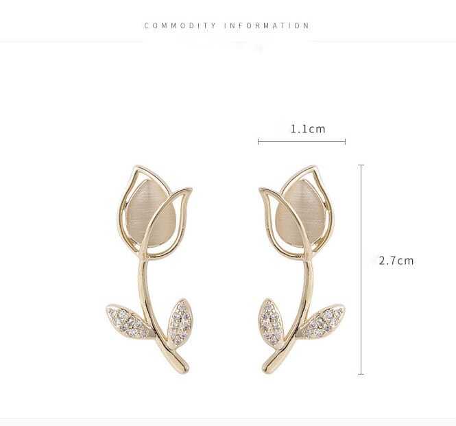 Elegant Natural Opal Tulip Earrings