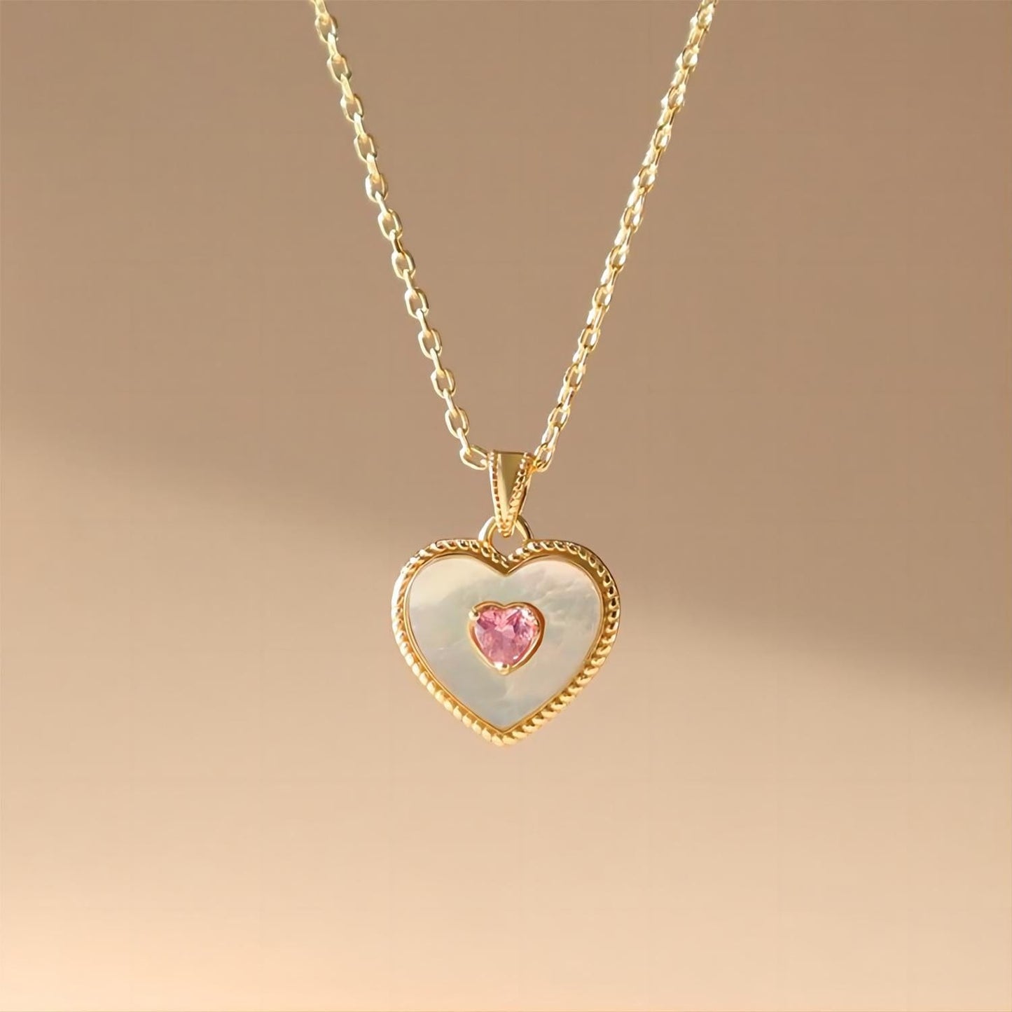Natural Shell Heart Pendant Necklace