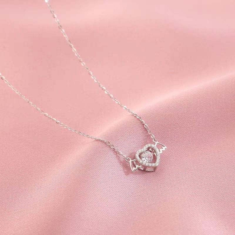 Elegant Rolling Crystal Angel Heart Wings Necklace