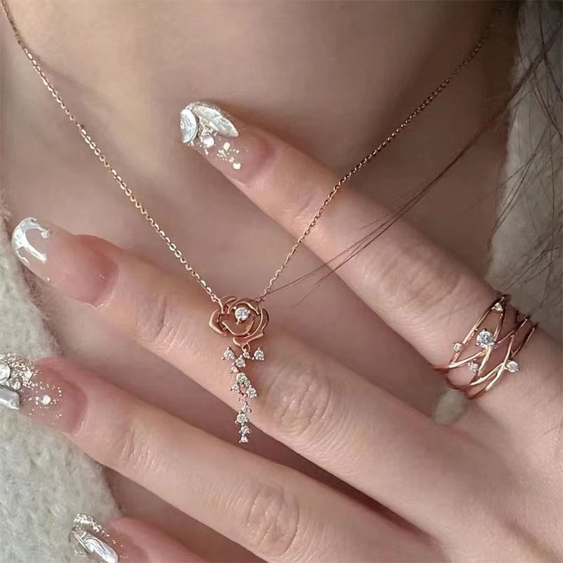 Elegant Crystal Rose Necklace