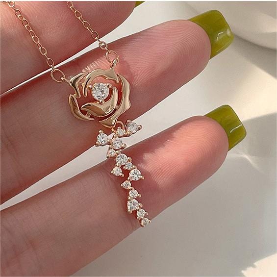 Elegant Crystal Rose Necklace