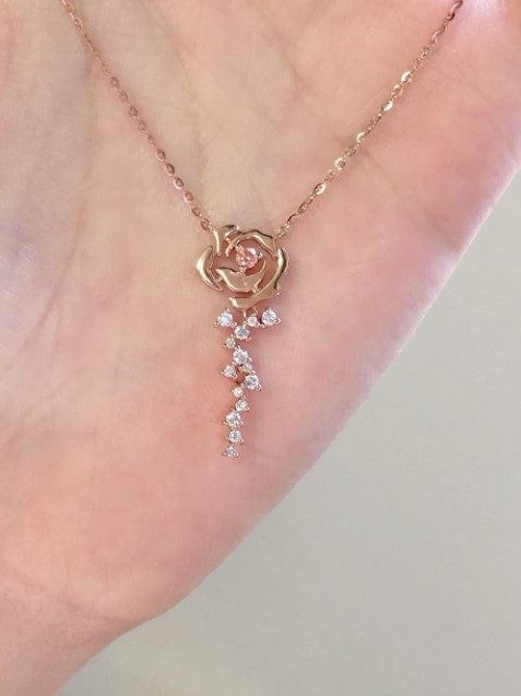Elegant Crystal Rose Necklace