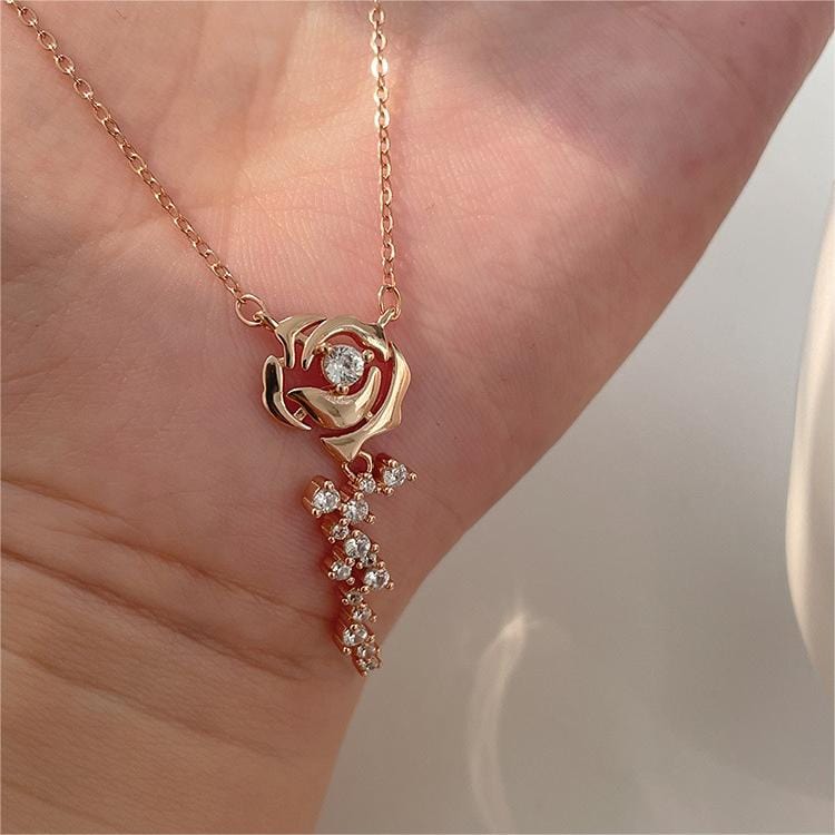 Elegant Crystal Rose Necklace