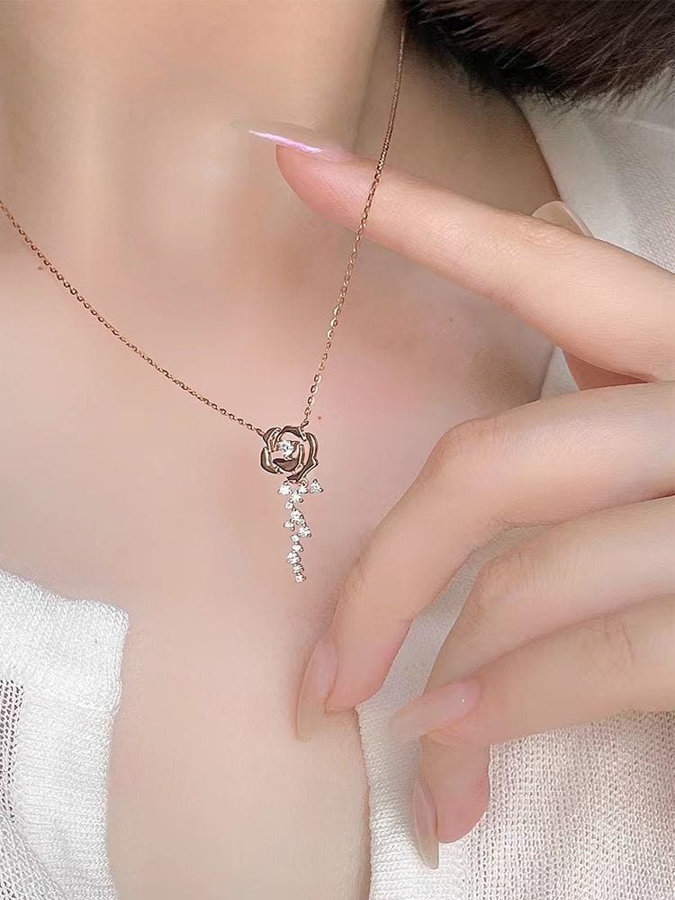 Elegant Crystal Rose Necklace