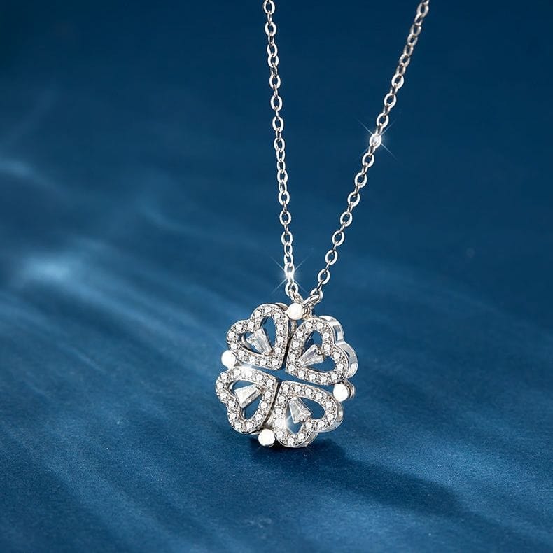 Sweet Transformable Lucky Flower Heart Pendant Necklace