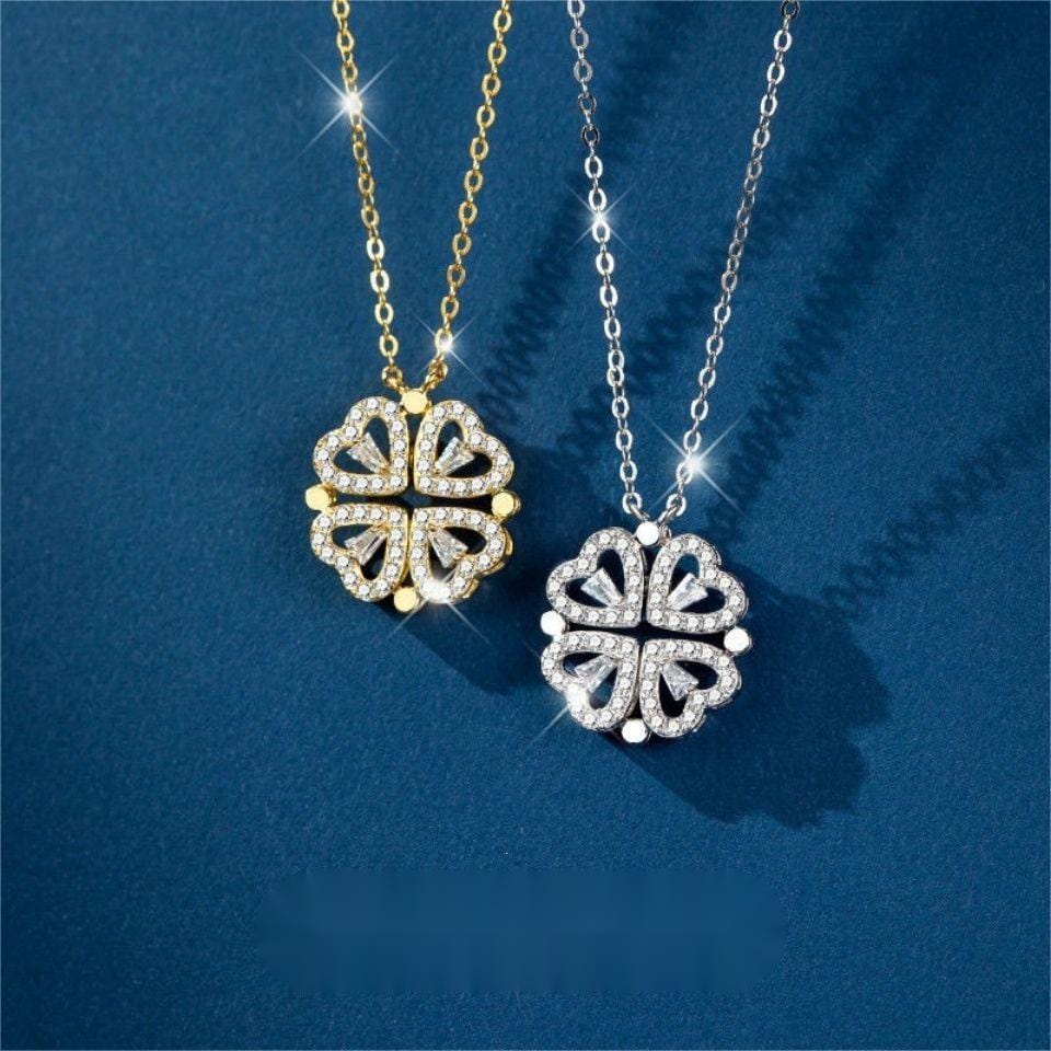 Sweet Transformable Lucky Flower Heart Pendant Necklace
