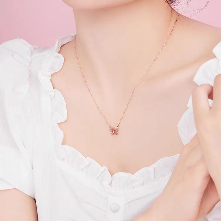 Filigree Inlay Butterfly Necklace