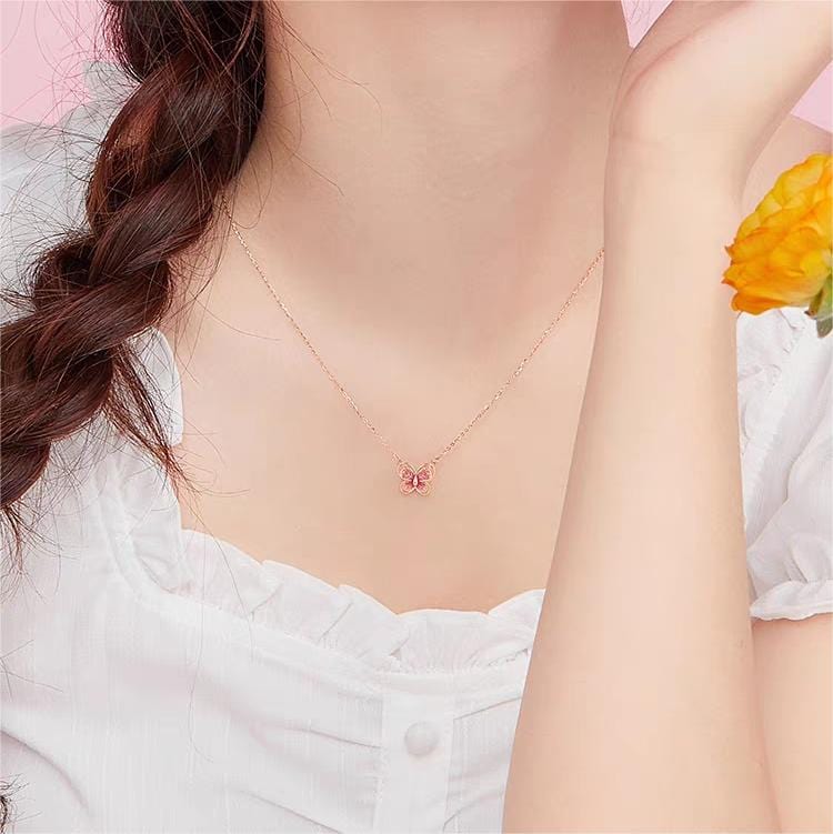 Filigree Inlay Butterfly Necklace