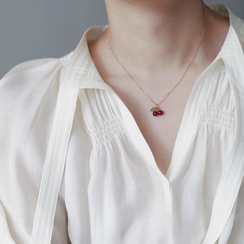 Collier pendentif en cristal fait main Eelgant en forme de cerise