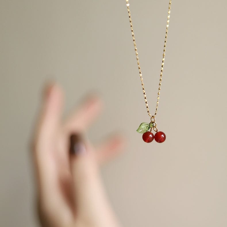 Collier pendentif en cristal fait main Eelgant en forme de cerise