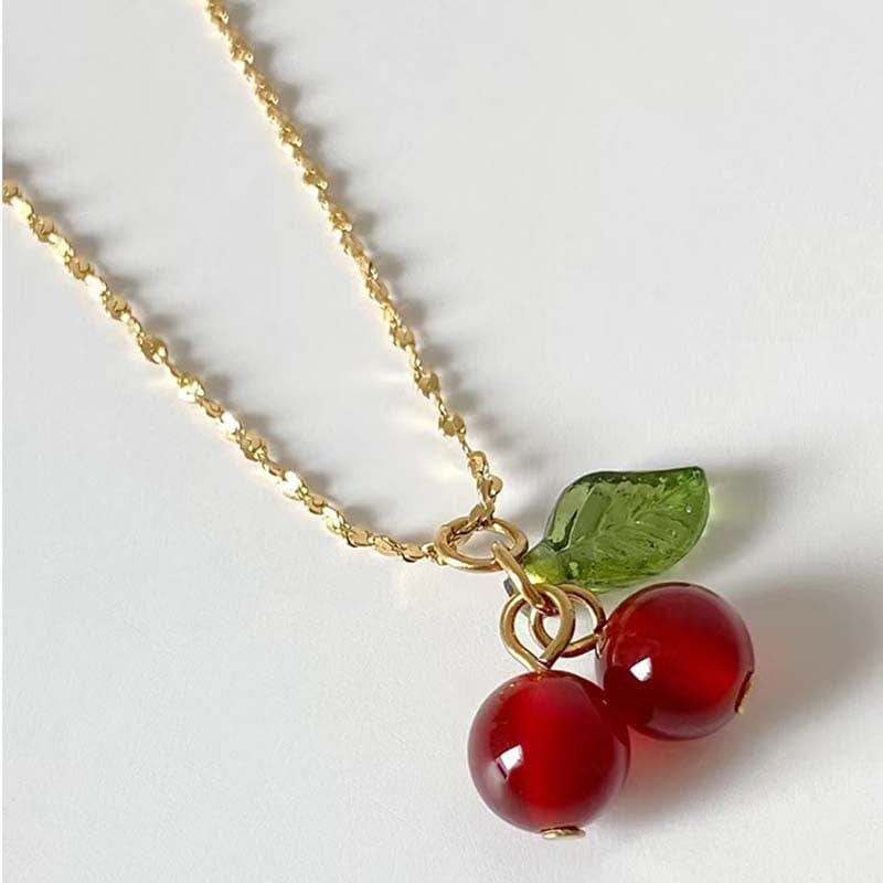 Collier pendentif en cristal fait main Eelgant en forme de cerise