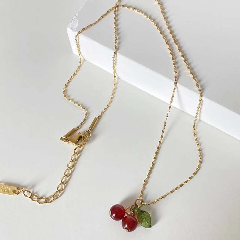 Collier pendentif en cristal fait main Eelgant en forme de cerise