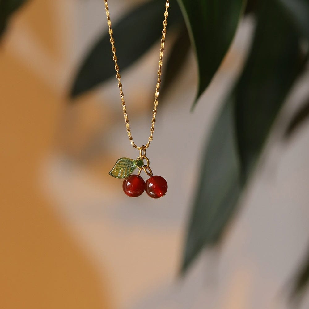 Collier pendentif en cristal fait main Eelgant en forme de cerise