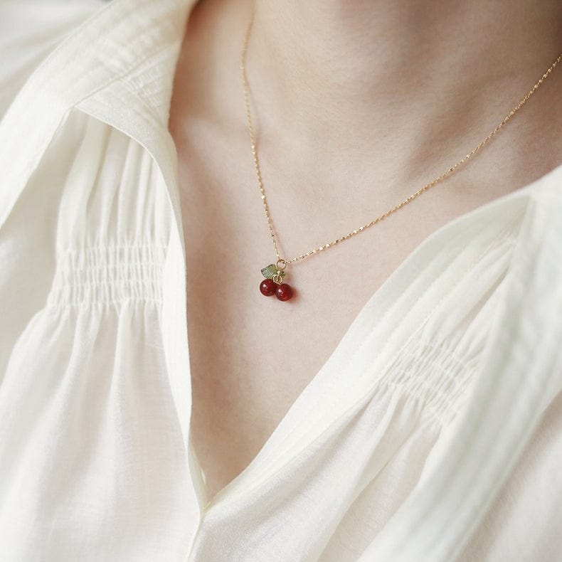 Collier pendentif en cristal fait main Eelgant en forme de cerise