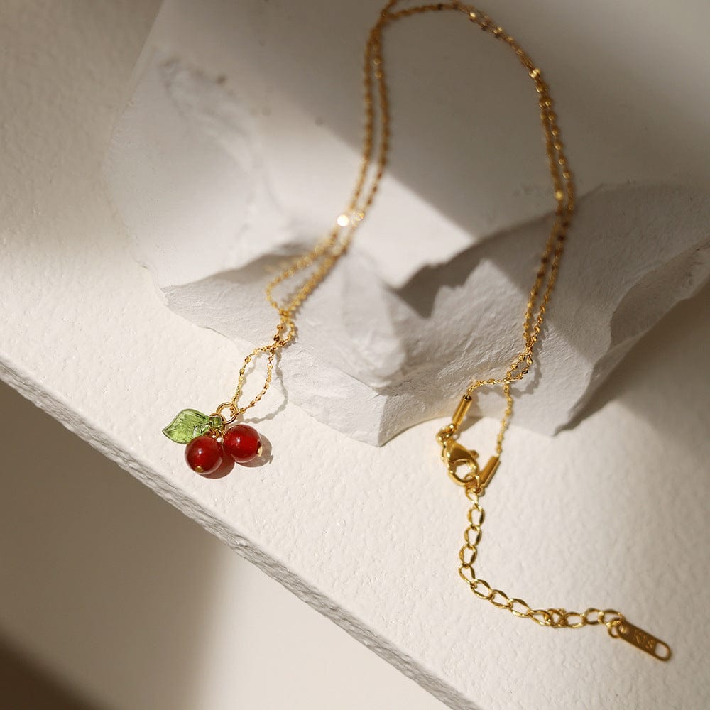 Collier pendentif en cristal fait main Eelgant en forme de cerise