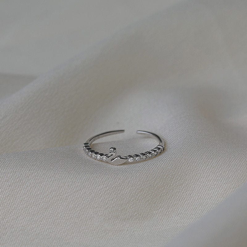 Delicate Silver Swan Open Ring