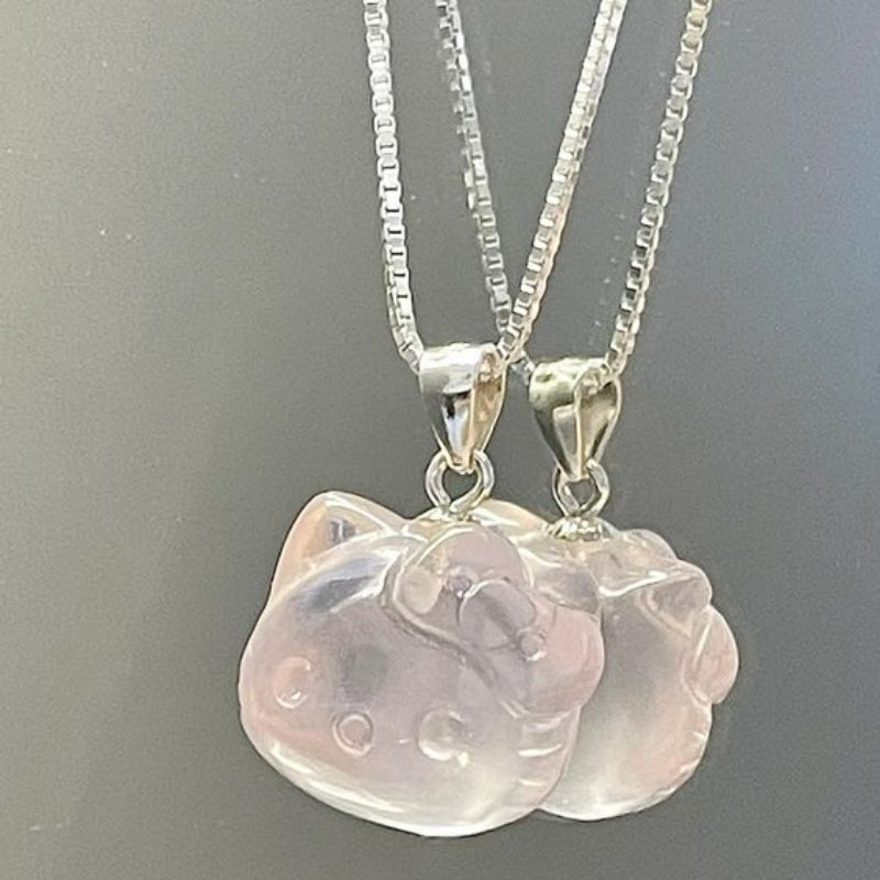 Pink Kitty Crystal Necklace KI523