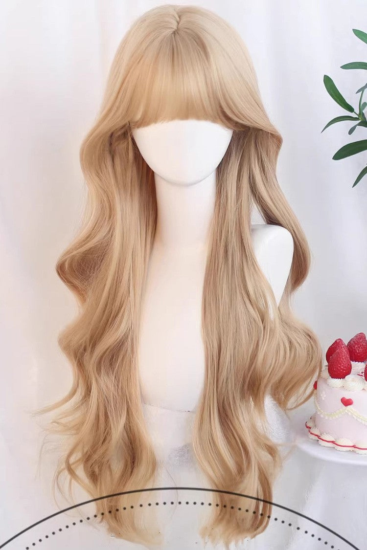 Wavy Long Daily Lolita Wig with Airy Bangs - 5 Tones