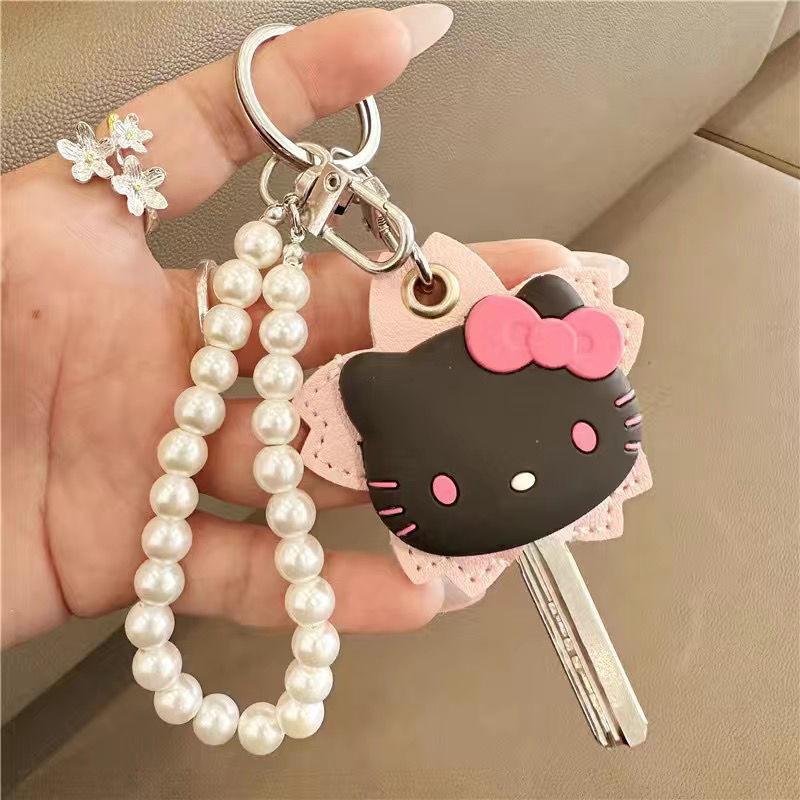 Cartoon Kitty Floral Key Card Cover