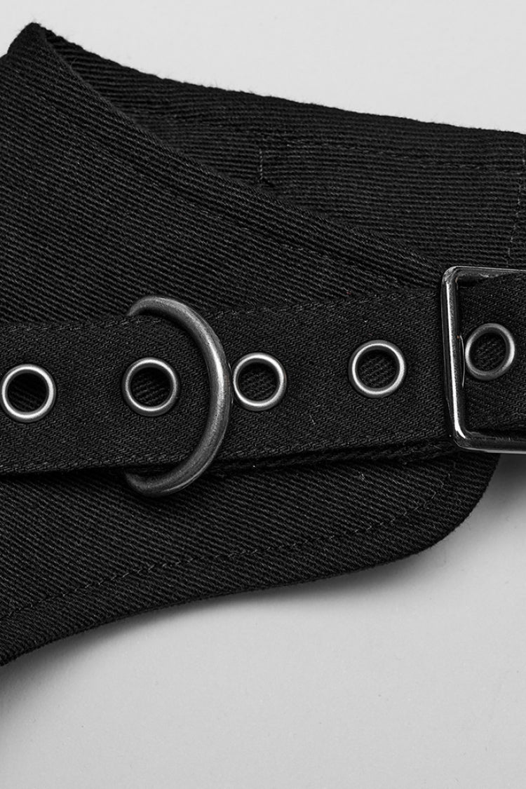 Steampunk Harness with Slash Shoulder and Buckles - Noir