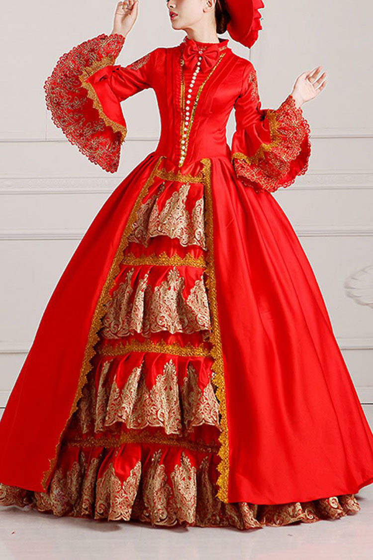 Victorian Prom Dress with Bowknot and High Waist in Ruffled Design