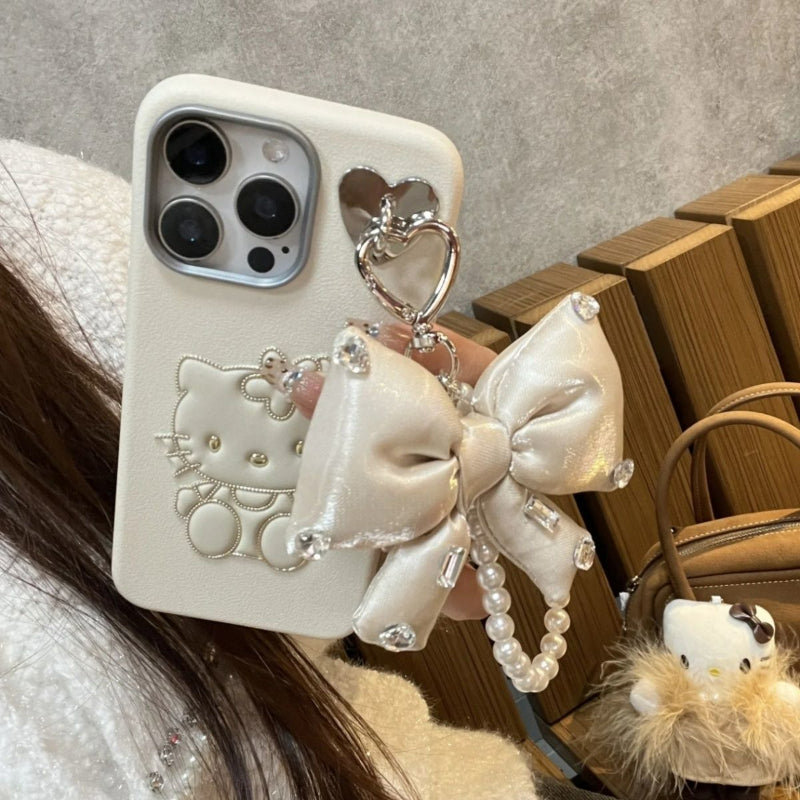 White Flower Cat Bow Phone Case KI702