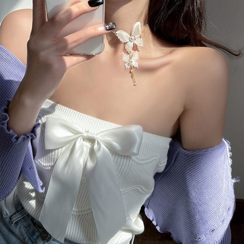 Collier élégant en chaîne avec papillon en maille