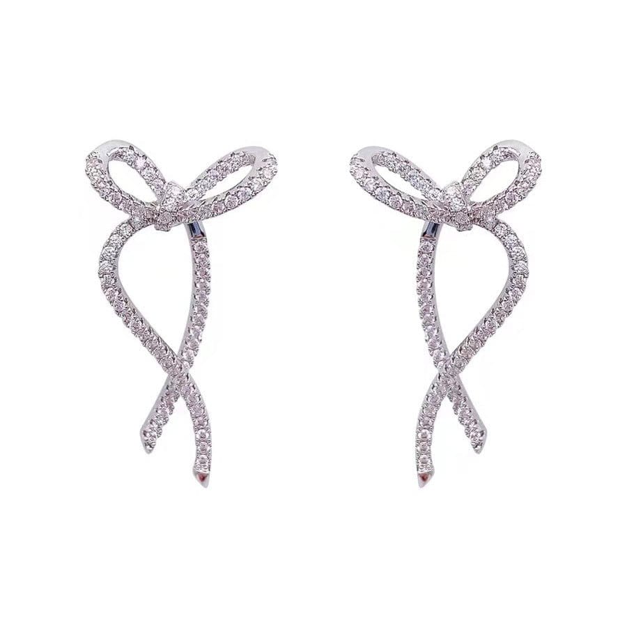 Elegant Rhinestone Bowknot Earrings