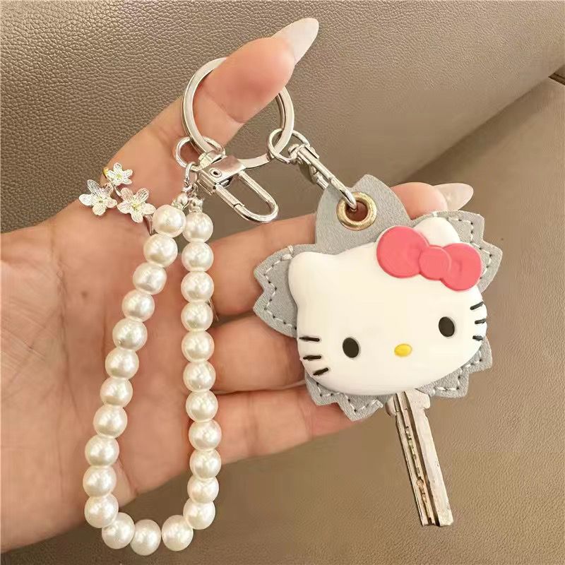 Cartoon Kitty Floral Key Card Cover